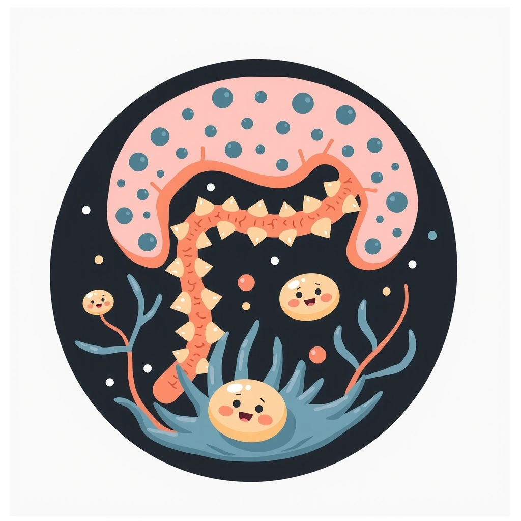 Illustration de probiotiques représentant des bonnes bactéries